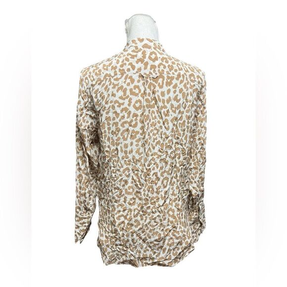 Jcrew Classic-fit collarless silk shirt in bold leopard - Picture 4 of 6